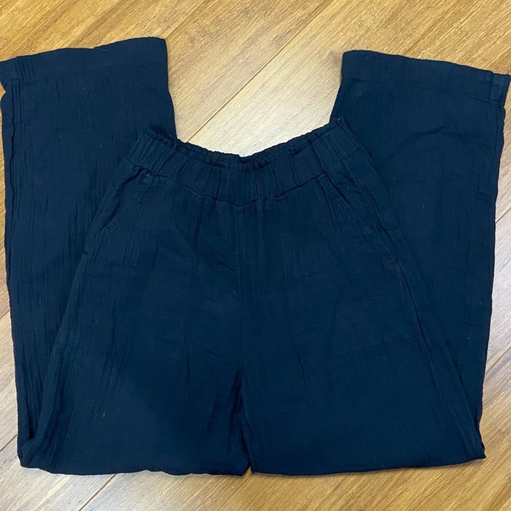 GAP Black Elastic Waist Gauzy 100% Cotton Pants size XS